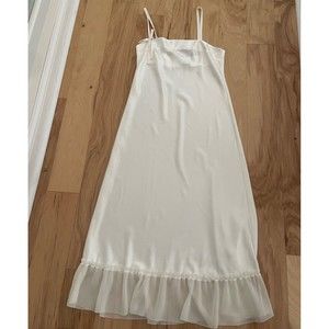 Vera Wang Women Ruffle Bridal Slip Dress Lingerie Nightgown Ivory Chiffon Sz M